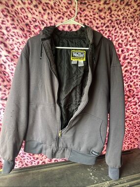 Men's Black Quilted-Lined Zip Front Hooded Jacket